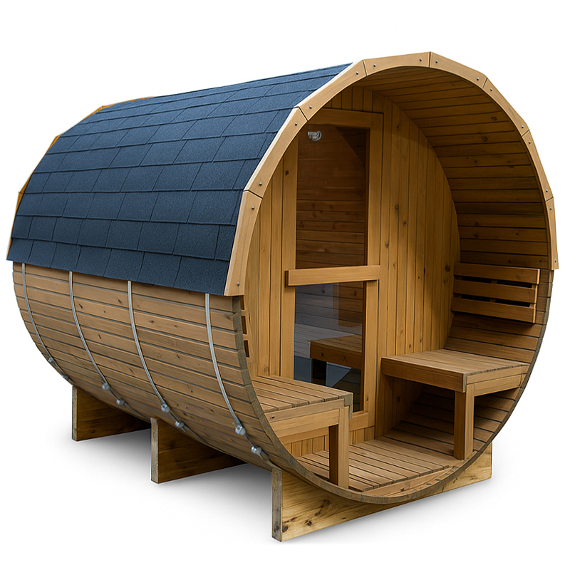 SAUNA OGRODOWA FIŃSKA BECZKA Z PIECEM TROMSO-HG-2 4-6 OSOBOWA 210x210 CM TROMSO-HG TROMSO-HG-2