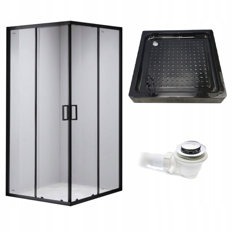 KABINA PRYSZNICOWA KWADRATOWA Z BRODZIKIEM BL30B/SXL02B CZARNA/CZARNY 90x90 BL30B+SXL02B-BL-90