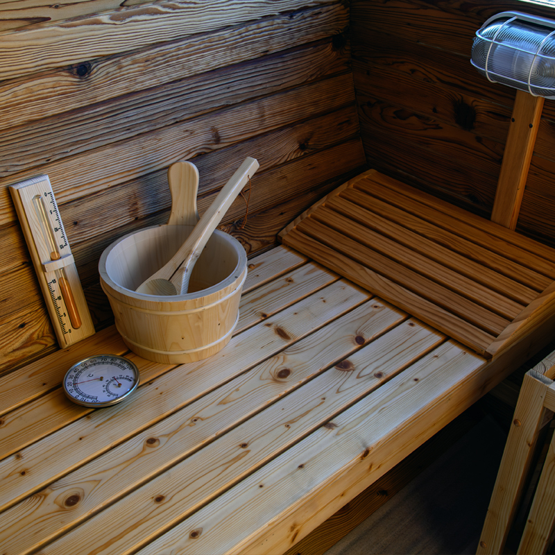 SAUNA OGRODOWA FIŃSKA BECZKA Z PIECEM TROMSO-HG-2 4-6 OSOBOWA 210x210 CM TROMSO-HG TROMSO-HG-2
