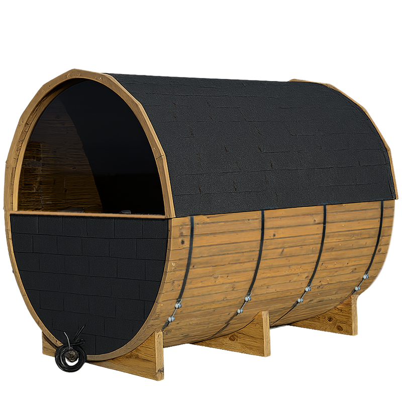 SAUNA OGRODOWA FIŃSKA BECZKA Z PIECEM TROMSO-HG-2 4-6 OSOBOWA 210x210 CM TROMSO-HG TROMSO-HG-2