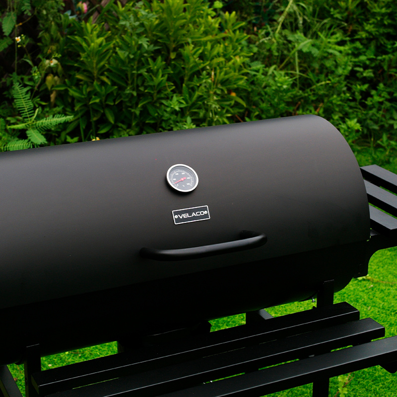GRILL OGRODOWY WĘGLOWY Z POKRYWĄ I PÓŁKAMI VL09 CZARNY VL09-BLACK