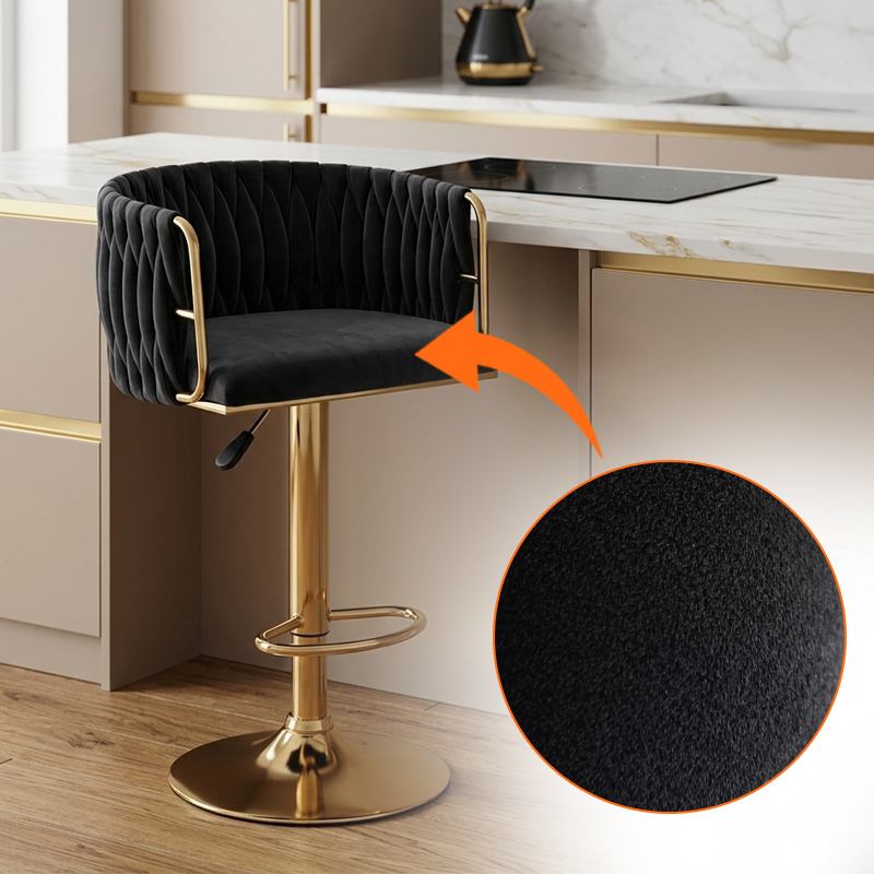 HOKER KRZESŁO BAROWE GLAMOUR SURI CZARNY PODSTAWA ZŁOTA SURI-BL-GL-NEW