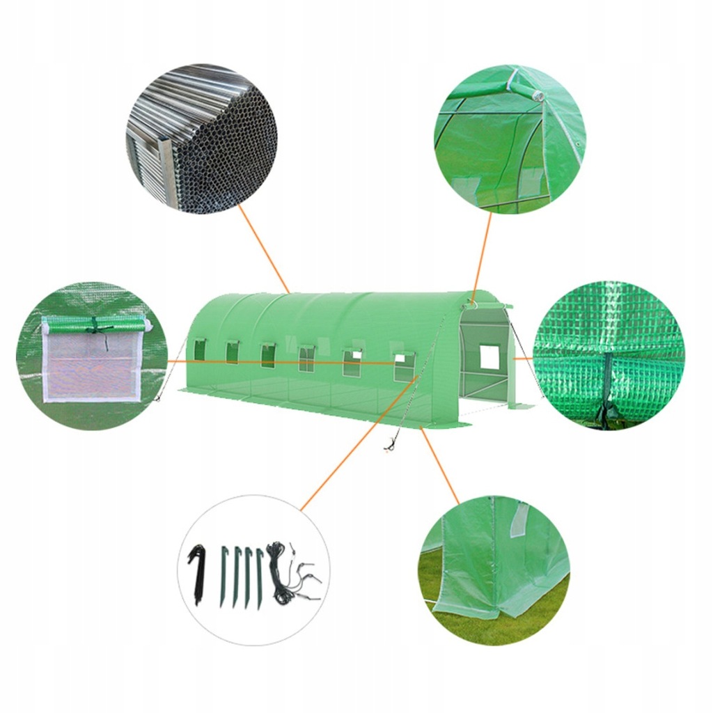TUNEL OGRODOWY FOLIOWY SZKLARNIA 4m2 TF02G 2x2m ZIELONY TF02G-2X2-GREEN