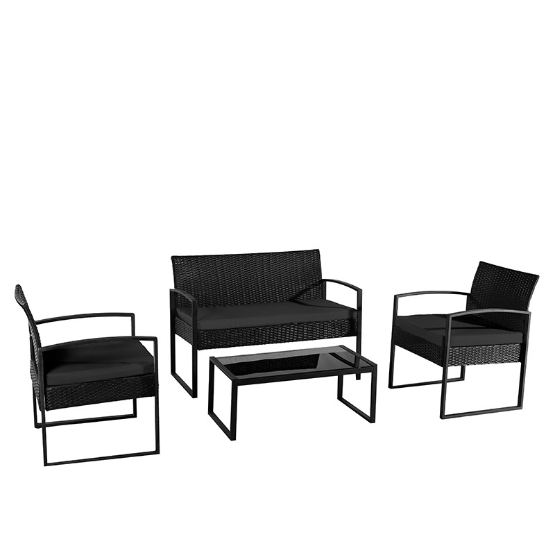 ZESTAW MEBLI OGRODOWYCH RATTANOWY ATLAS 4 OSOBOWY CZARNY ATLAS-BL