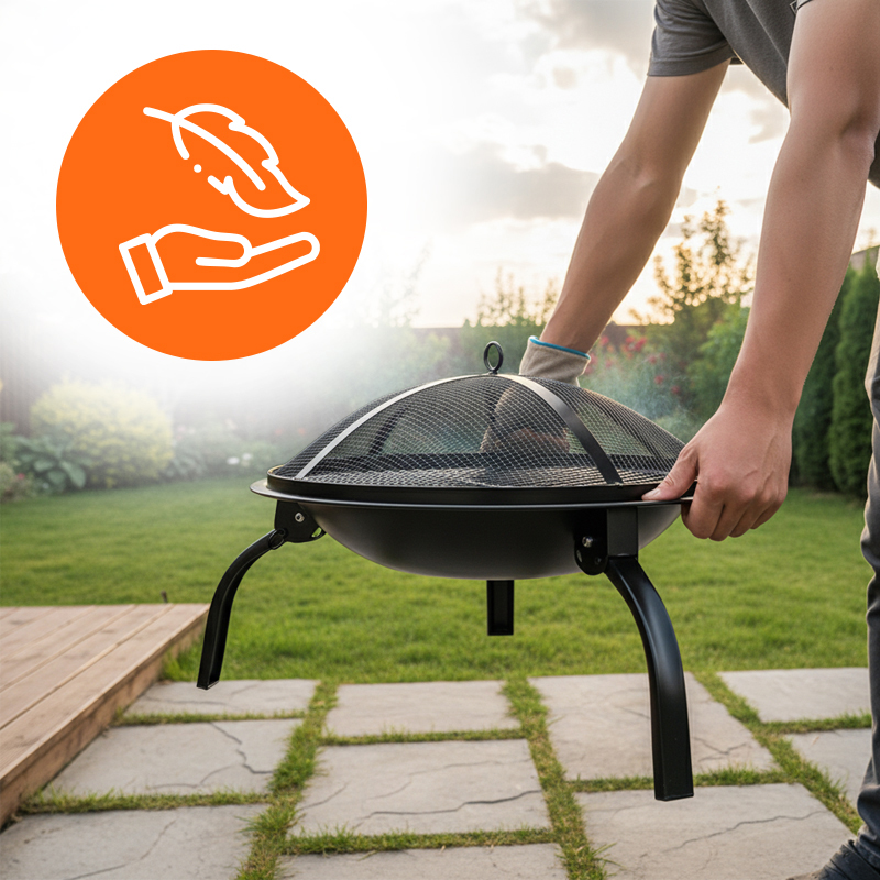 GRILL OGRODOWY WĘGLOWY Z POKRYWĄ VL07 CZARNY VL07-BLACK