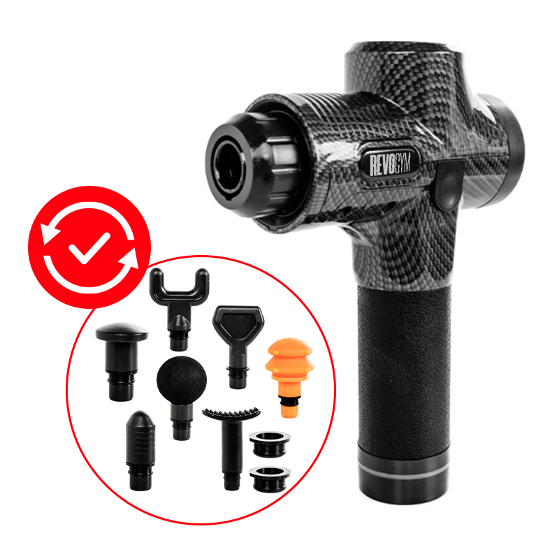 PISTOLET DO MASAŻU MOCNY MASAŻER DO PLECÓW CIAŁA REVOGYM 20W + 8 KOŃCÓWEK TP02