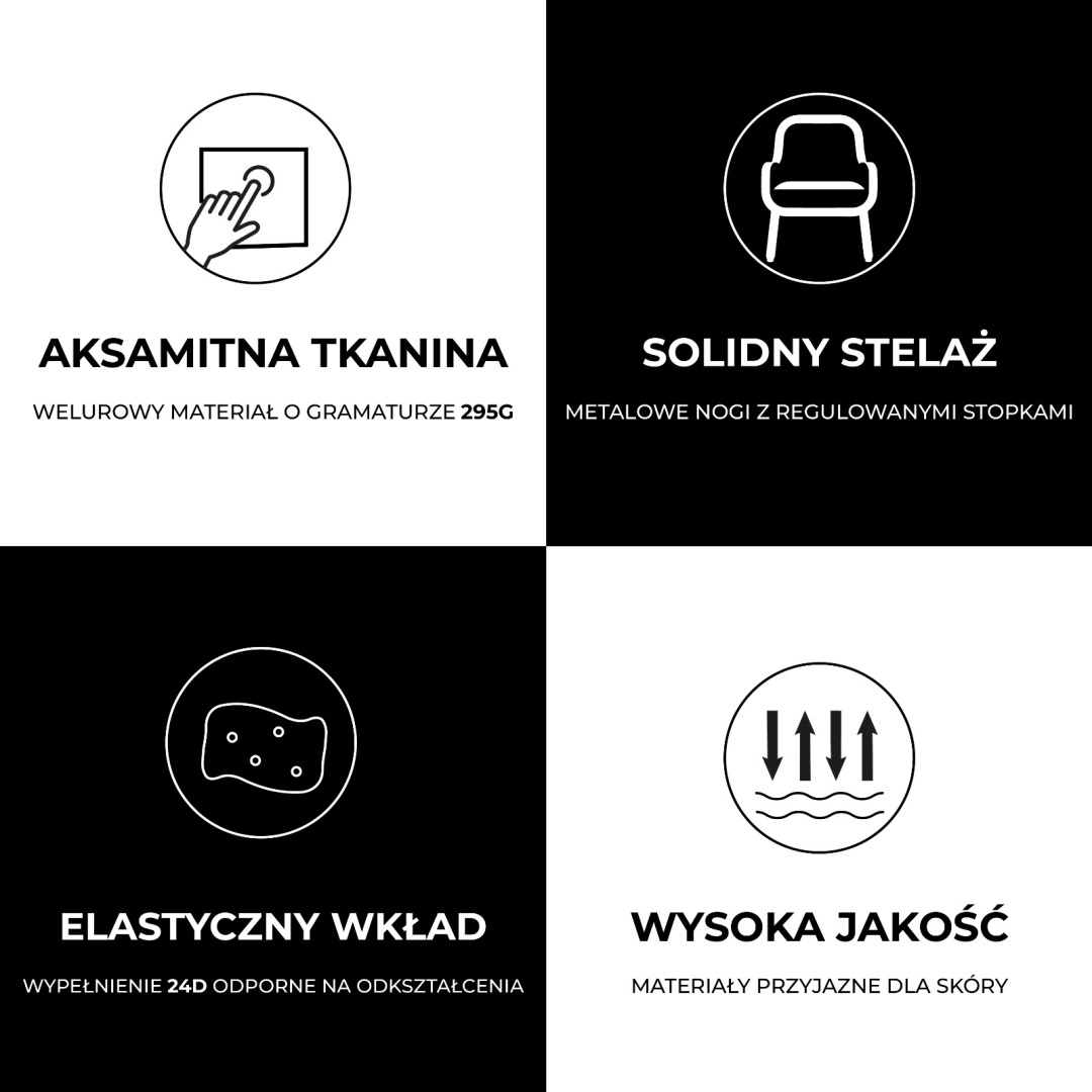 FOTEL KRZESŁO WELUROWE TAPICEROWANE RISO SZARY NOGI CHROM RISO-GR-CH