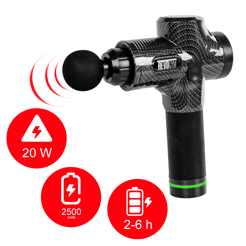PISTOLET DO MASAŻU MOCNY MASAŻER DO PLECÓW CIAŁA REVOGYM 20W + 8 KOŃCÓWEK TP02