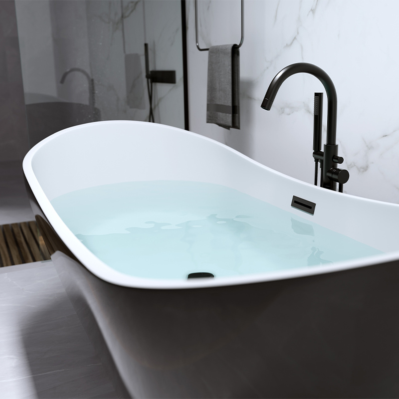 WANNA WOLNOSTOJĄCA RICA 513A CZARNA PRZELEW CZARNY 150x75 CM RICA-513A-BL-P-BL