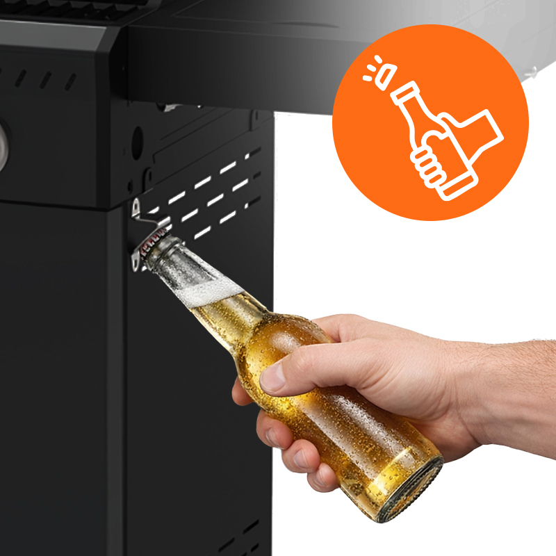 GRILL OGRODOWY GAZOWY Z POKRYWĄ I PÓŁKAMI ZEUS-C CZARNY RUSZT ŻELIWNY ZEUS-C