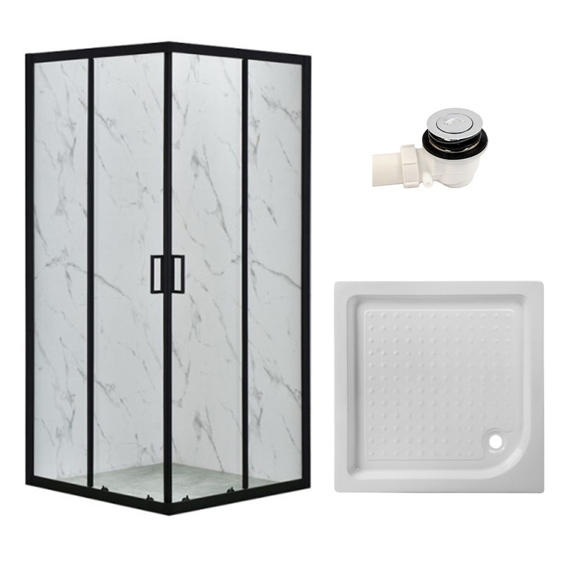 KABINA PRYSZNICOWA KWADRATOWA Z BRODZIKIEM BL31A/SXL02A CZARNA/BIAŁY 80x80 CM BL31A+SXL02A-WH