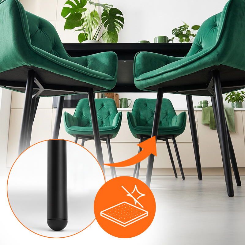 FOTEL KRZESŁO WELUROWE TAPICEROWANE VELA ZIELONE NOGI CZARNE VELA-GN-BL-NEW