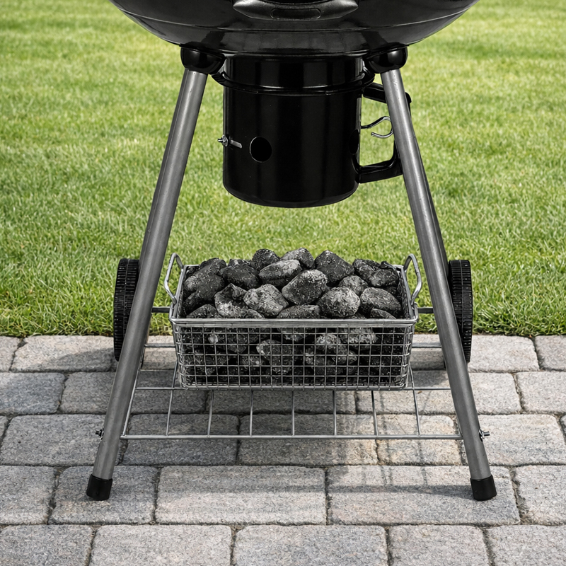 GRILL OGRODOWY WĘGLOWY Z POKRYWĄ OKRĄGŁY VL04 CZARNY VL04-BLACK