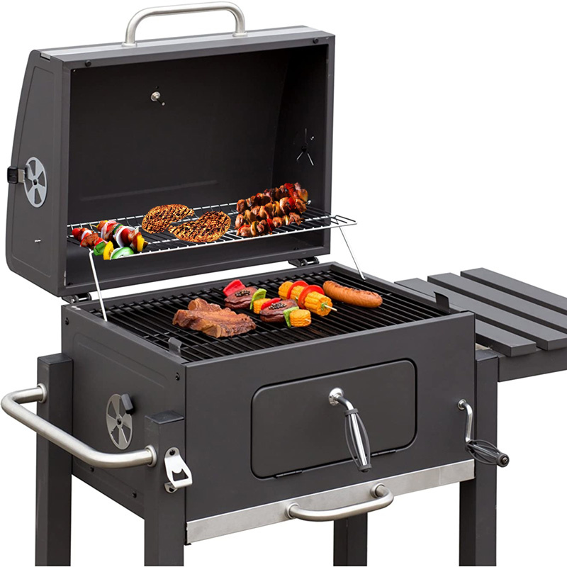 GRILL OGRODOWY WĘGLOWY Z POKRYWĄ I POKROWCEM VL01P GRAFITOWY VL01-GRAFIT-P