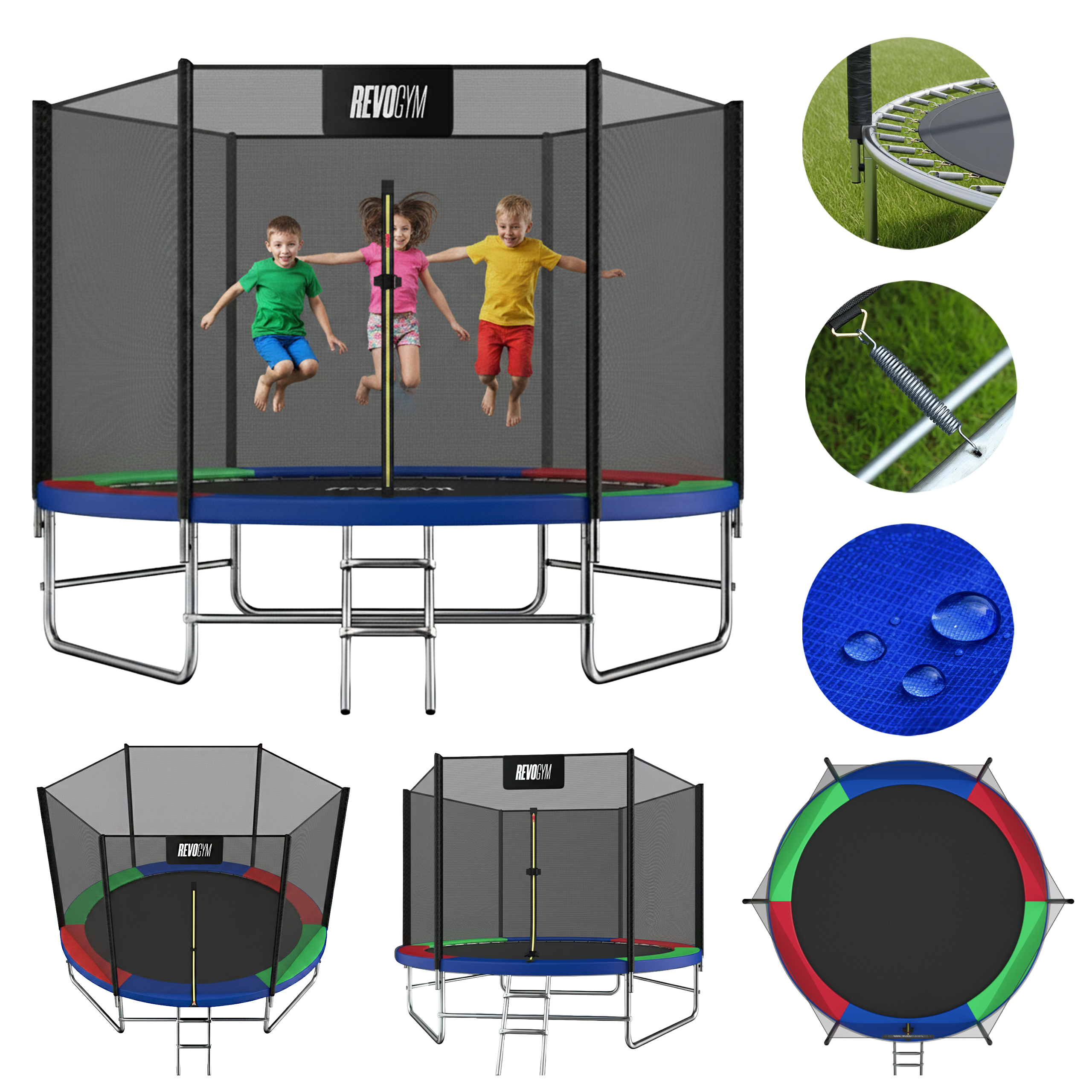 TRAMPOLINA OGRODOWA DLA DZIECI SKY 10FT WIELOKOLOROWA 305 CM