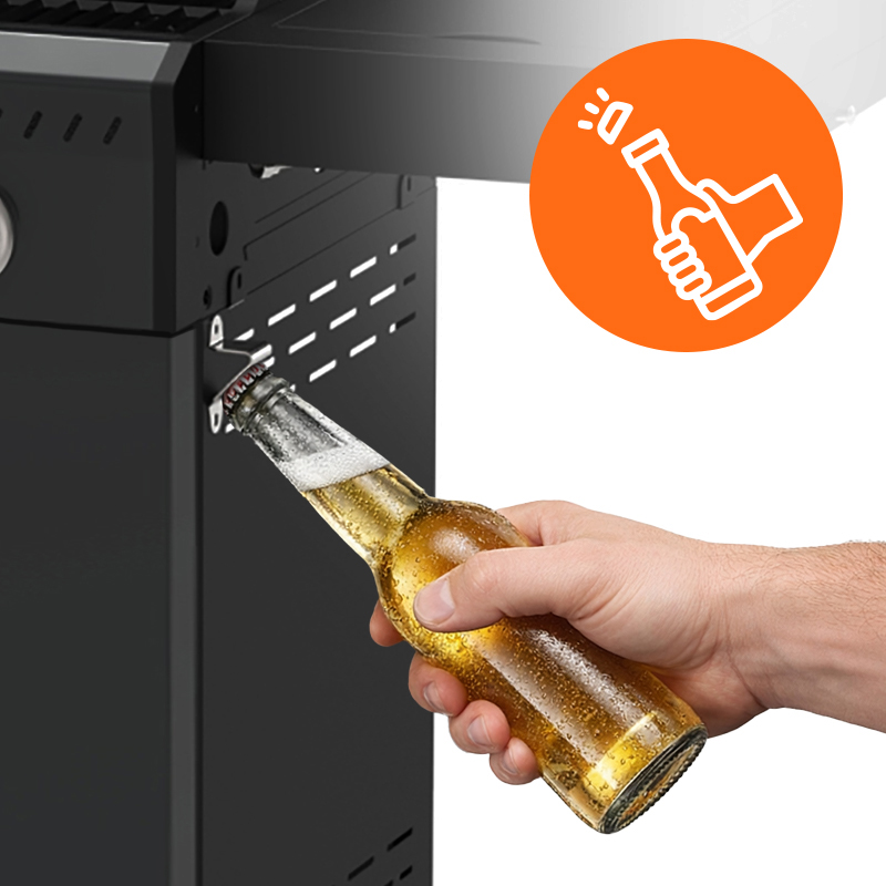 GRILL OGRODOWY GAZOWY Z POKRYWĄ I PÓŁKAMI ZEUS-B CZARNY RUSZT ŻELIWNY ZEUS-B