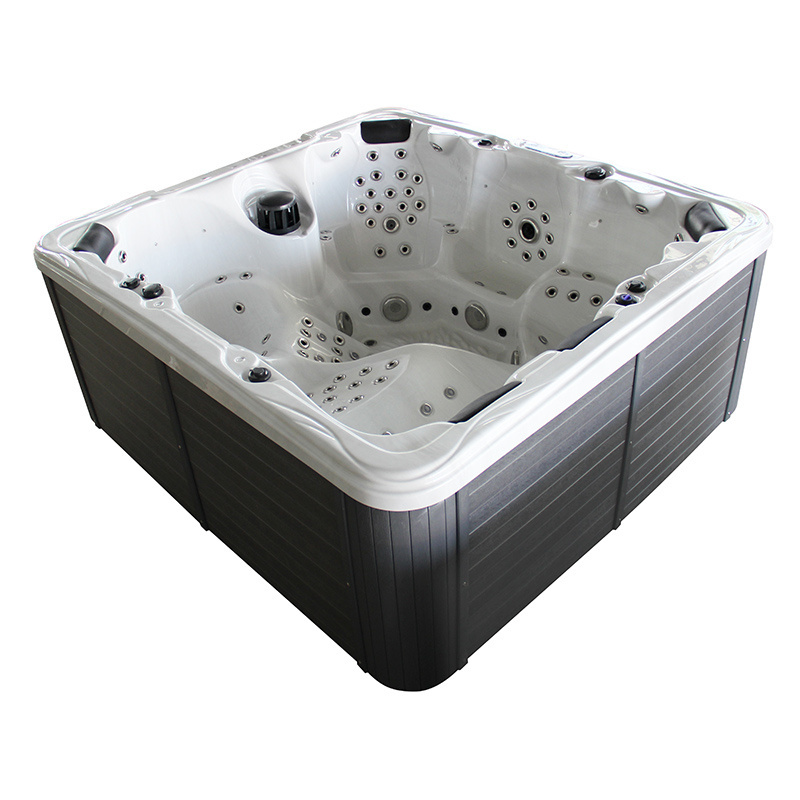 JACUZZI OGRODOWE WANNA SPA703B BIAŁA MARMUROWA OBUDOWA SZARA 230x215 CM SPA-703B