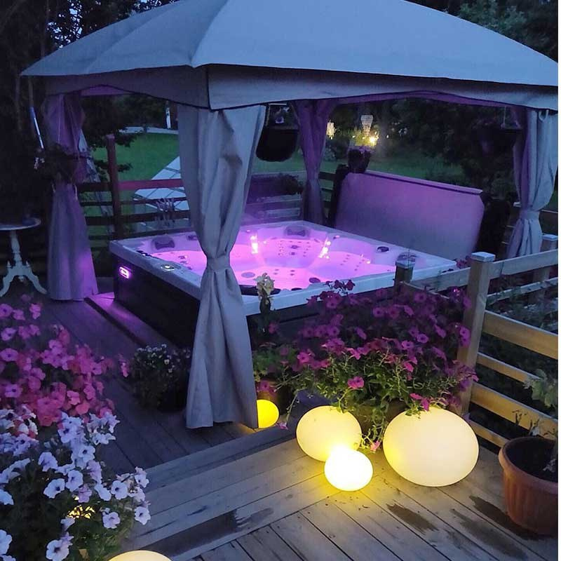 JACUZZI OGRODOWE WANNA SPA340 BIAŁA PERŁA OBUDOWA SZARA 220x220 CM SPA340-2452