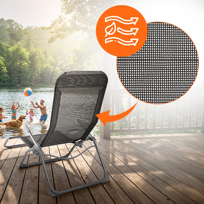 ZESTAW 2 LEŻAKÓW FOTELI OGRODOWYCH PLAŻOWYCH TURYSTYCZNYCH PATIO SZARYE ROZKŁADANE ZES-PATIO-GR
