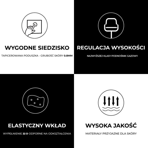 HOKER KRZESŁO BAROWE STOŁEK Z KÓŁKAMI RONI CZARNY PODSTAWA CHROM SKÓRA PU RONI-BL-CH
