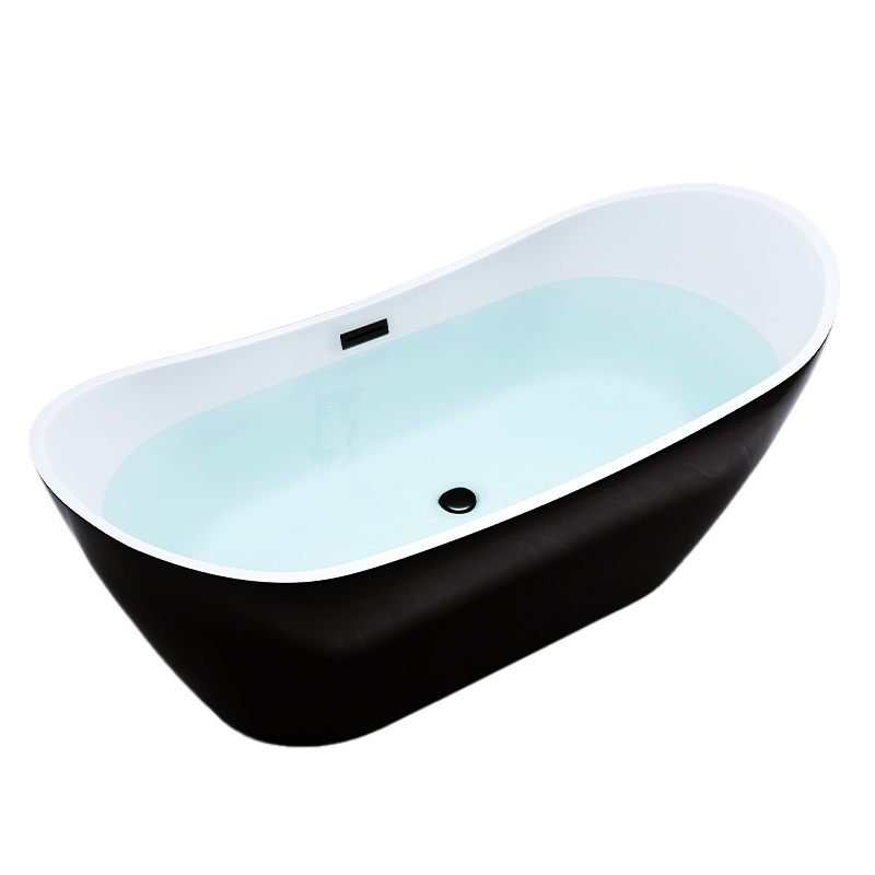 WANNA WOLNOSTOJĄCA RICA 513A CZARNA PRZELEW CZARNY 150x75 CM RICA-513A-BL-P-BL