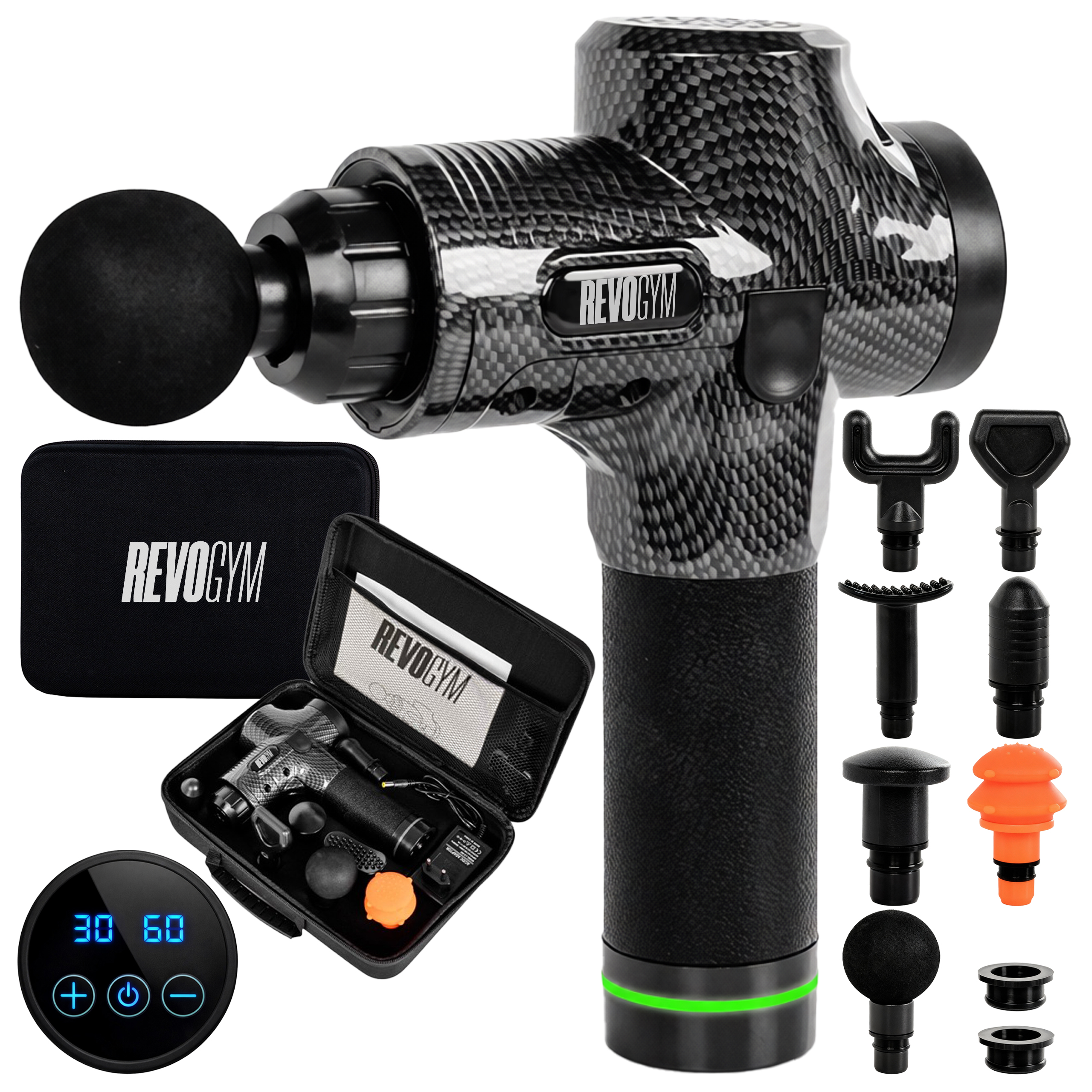 PISTOLET DO MASAŻU MOCNY MASAŻER DO PLECÓW CIAŁA REVOGYM 20W + 8 KOŃCÓWEK TP02