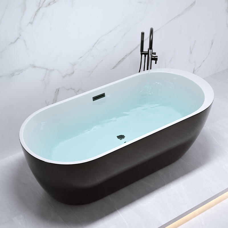WANNA WOLNOSTOJĄCA PORTO 503A CZARNA PRZELEW CZARNY 150x75 CM PORTO-503A-BL-P-BL