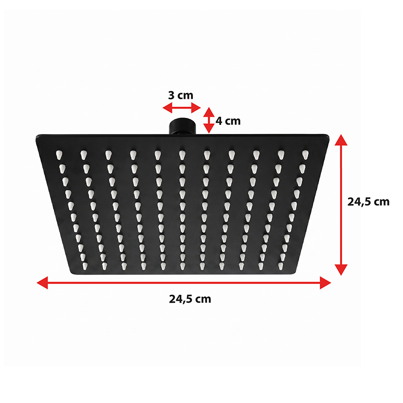 DESZCZOWNICA SLIM KWADRATOWA CZARNA 25x25 CM DES-PR-1-BL-25