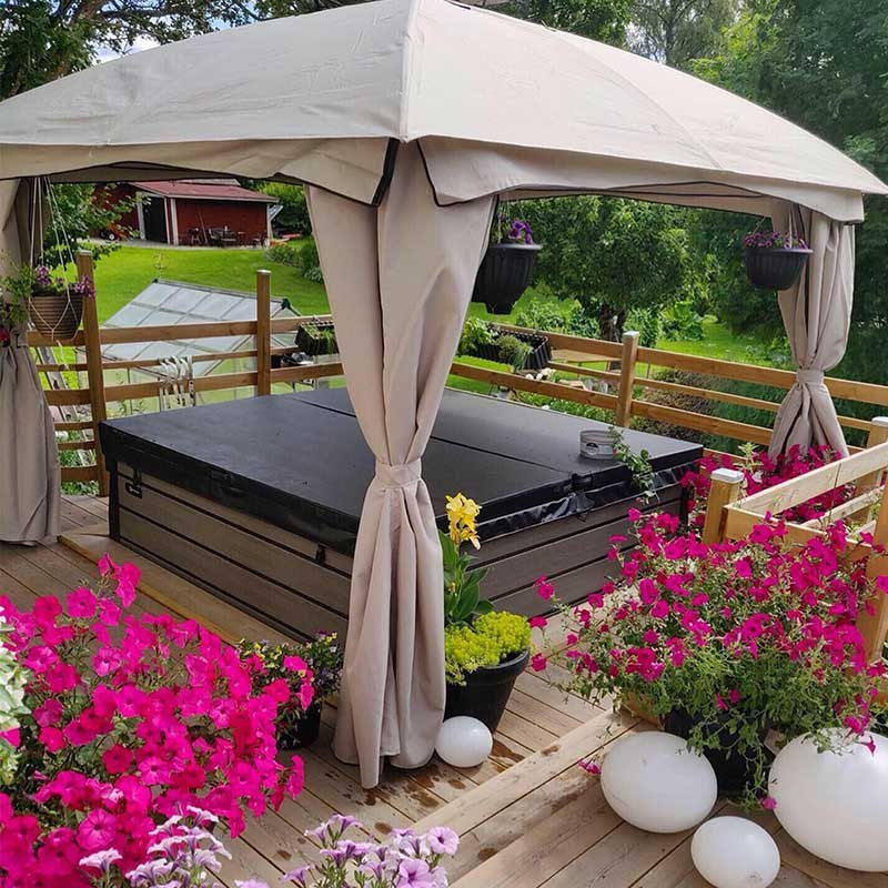 JACUZZI OGRODOWE WANNA SPA340 BIAŁA PERŁA OBUDOWA SZARA 220x220 CM SPA340-2452