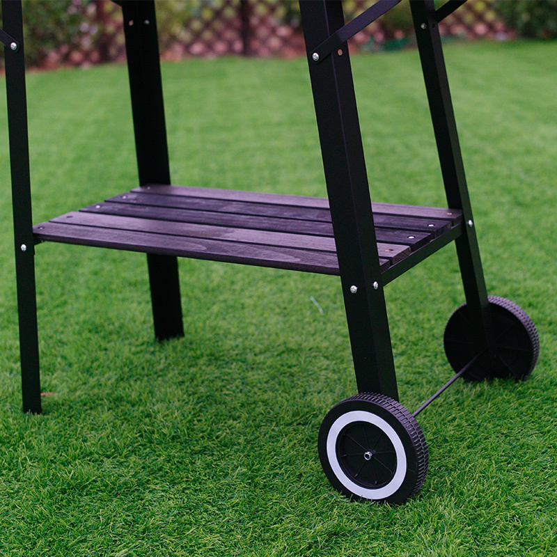 GRILL OGRODOWY WĘGLOWY Z OSŁONĄ I PÓŁKAMI VL06 CZARNY VL06-BLACK