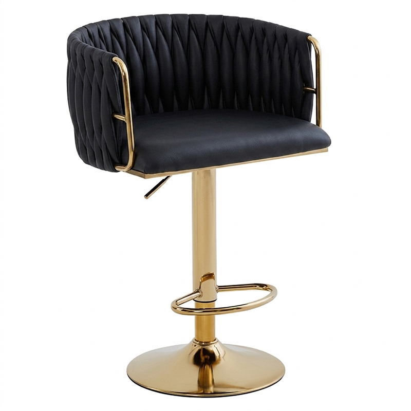 HOKER KRZESŁO BAROWE GLAMOUR SURI CZARNY PODSTAWA ZŁOTA SURI-BL-GL-NEW