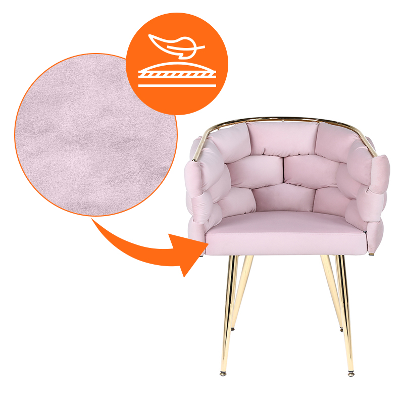 FOTEL KRZESŁO PLECIONE WELUROWE TAPICEROWANE BORNEO GLAMOUR PUDROWY RÓŻ NOGI ZŁOTE BORNEO-PP-GL