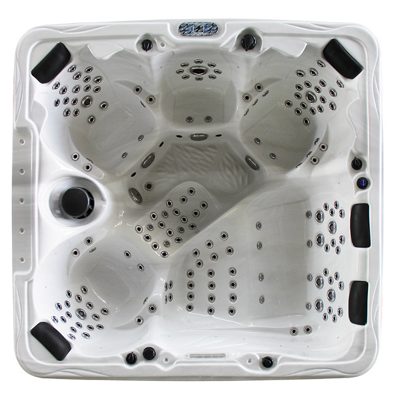 JACUZZI OGRODOWE WANNA SPA703B BIAŁA MARMUROWA OBUDOWA SZARA 230x215 CM SPA-703B