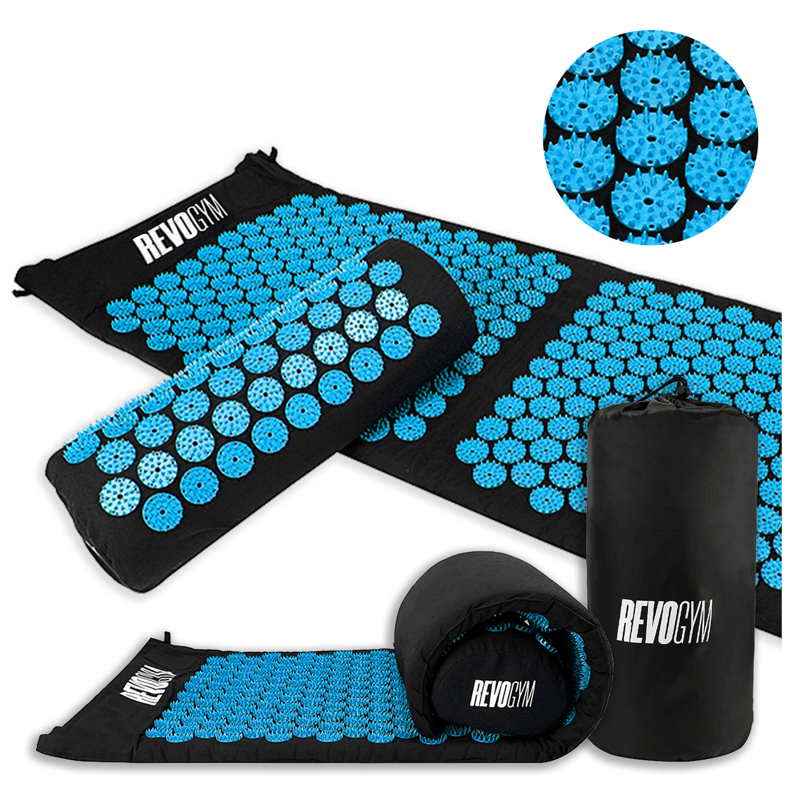 MATA DO AKUPRESURY Z PODUSZKĄ SHARK CZARNO-NIEBIESKA 105 CM SHARK-LS-BL-BU-105
