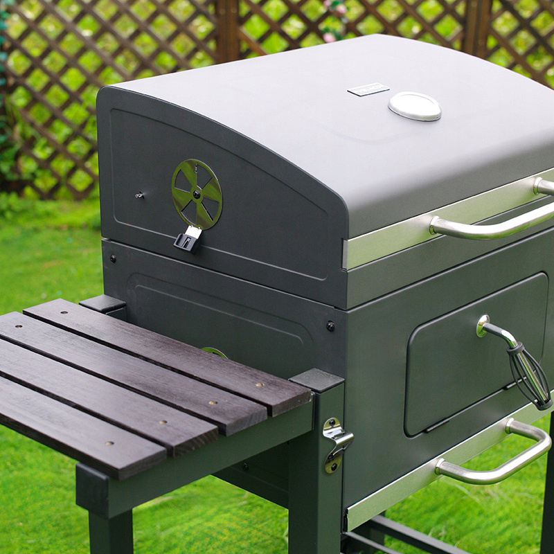 GRILL OGRODOWY WĘGLOWY Z POKRYWĄ I PÓŁKAMI VL13 DUŻY XXL SZARY VL13-GREY