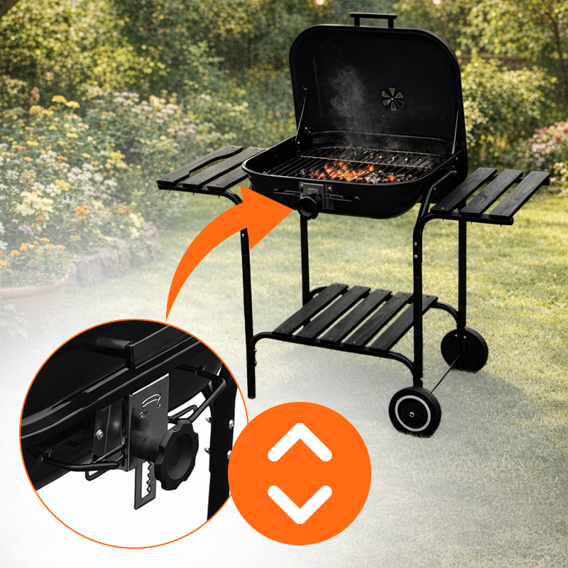 GRILL OGRODOWY WĘGLOWY Z POKRYWĄ VL02 CZARNY VL02-BLACK