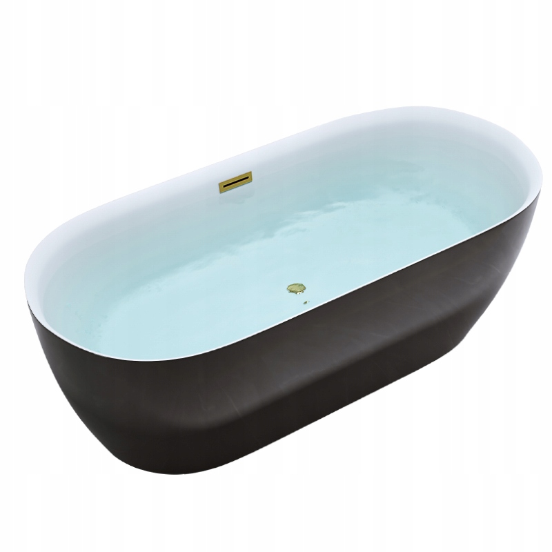 WANNA WOLNOSTOJĄCA CZARNA 150x75 CESANA 518A AKRYL ZŁOTY PRZELEW HYDROSAN CESANA-518A-BL-P-GL