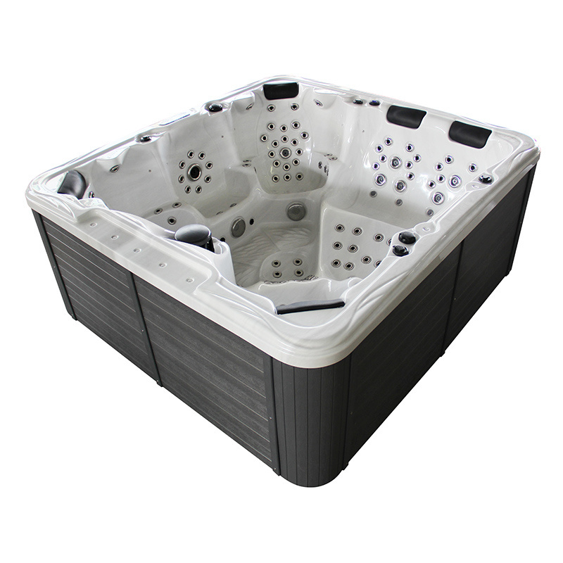 JACUZZI OGRODOWE WANNA SPA703B BIAŁA MARMUROWA OBUDOWA SZARA 230x215 CM SPA-703B