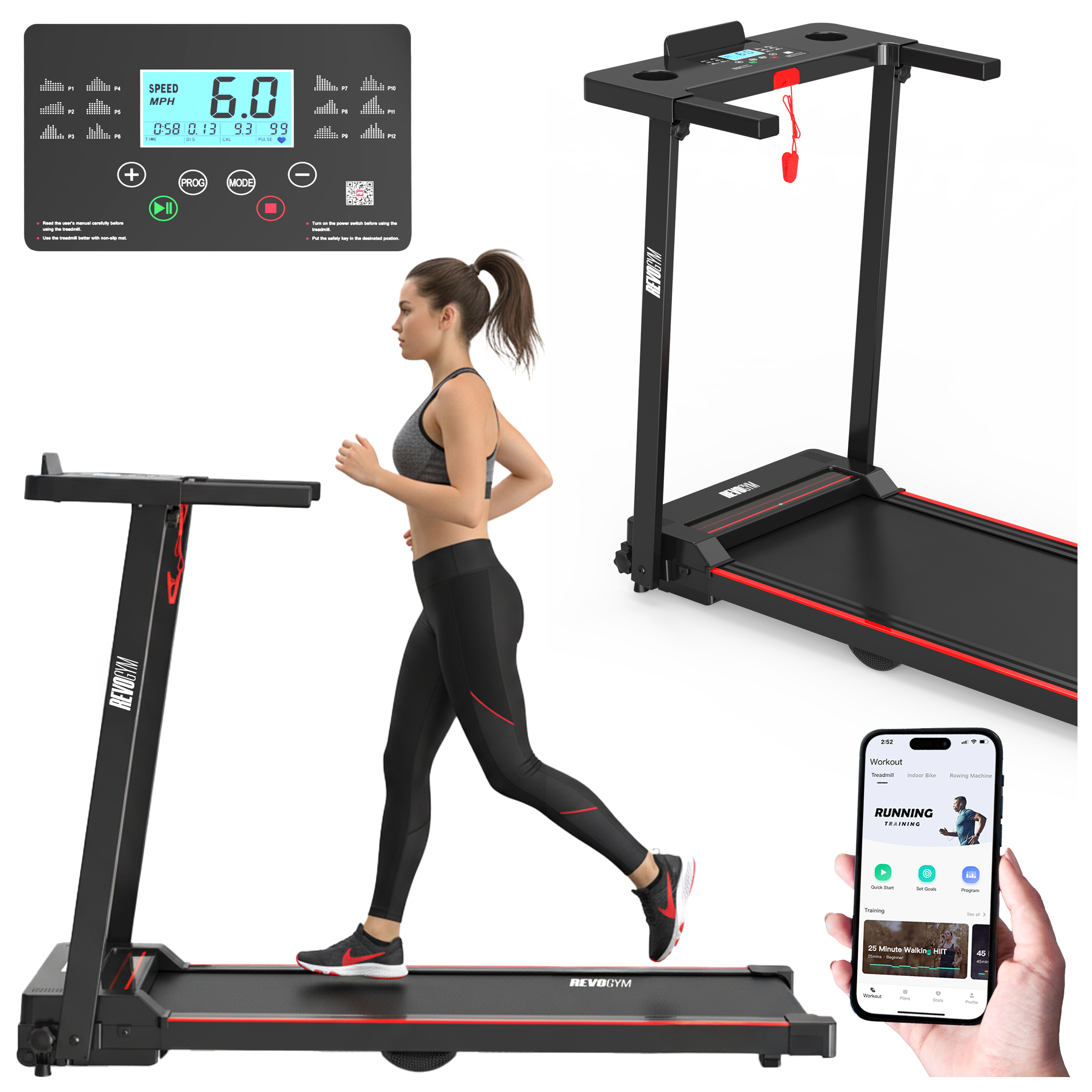 BIEŻNIA ELEKTRYCZNA TRENINGOWA SKŁADANA DOMOWA RUN 1-12 KM/H 120 KG 230 V BLUETOOTH