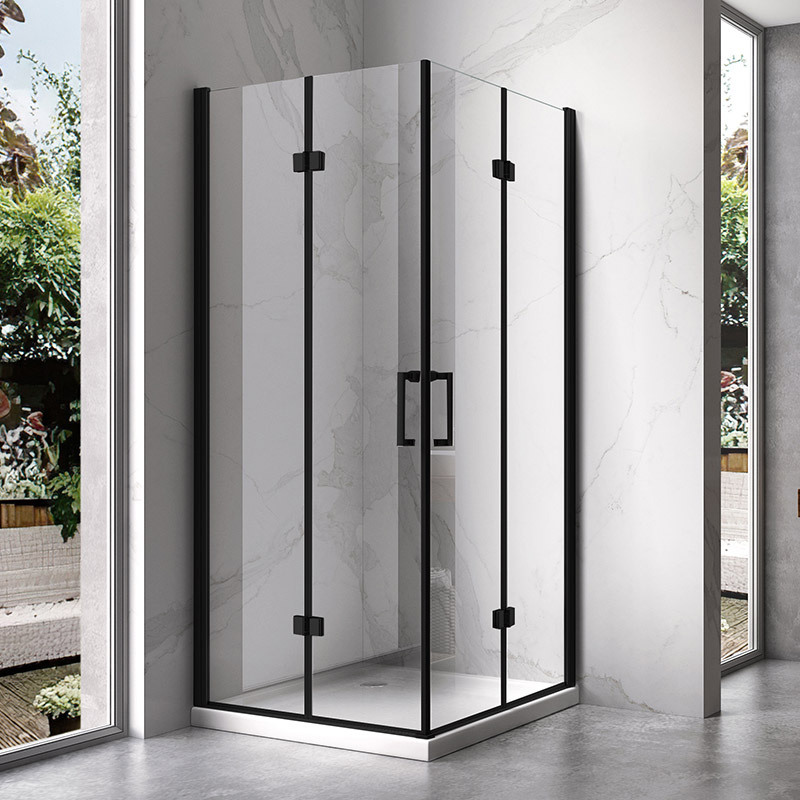 KABINA PRYSZNICOWA PROSTOKĄTNA + BRODZIK KZ12A/ST03E CZARNA/BIAŁY 90x80 CM