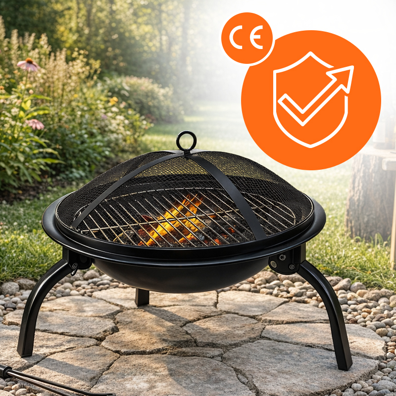 GRILL OGRODOWY WĘGLOWY Z POKRYWĄ VL07 CZARNY VL07-BLACK