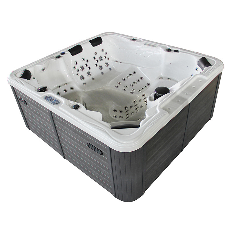 JACUZZI OGRODOWE WANNA SPA703B BIAŁA MARMUROWA OBUDOWA SZARA 230x215 CM SPA-703B