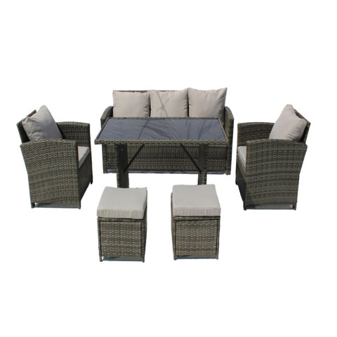 ZESTAW MEBLE OGRODOWE RATTANOWE VERDE 7 OSOBOWE VERDE-GR