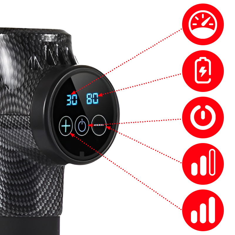 PISTOLET DO MASAŻU MOCNY MASAŻER DO PLECÓW CIAŁA REVOGYM 20W + 8 KOŃCÓWEK TP02