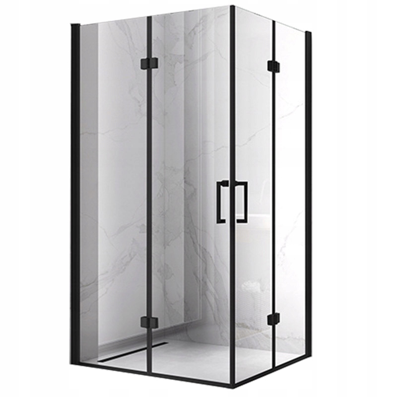 KABINA PRYSZNICOWA PROSTOKĄTNA KZ12C CZARNA 110X80 CM KZ12C-BL-110X80