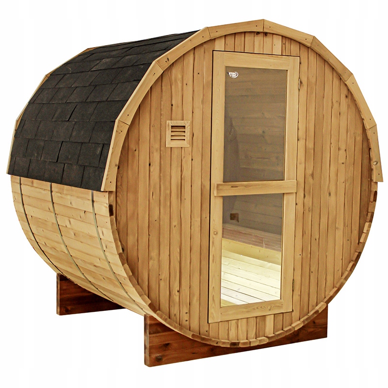 SAUNA OGRODOWA FIŃSKA BECZKA Z PIECEM FORSA-HG 4-6 OSOBOWA 210x180 CM FORSA-HG