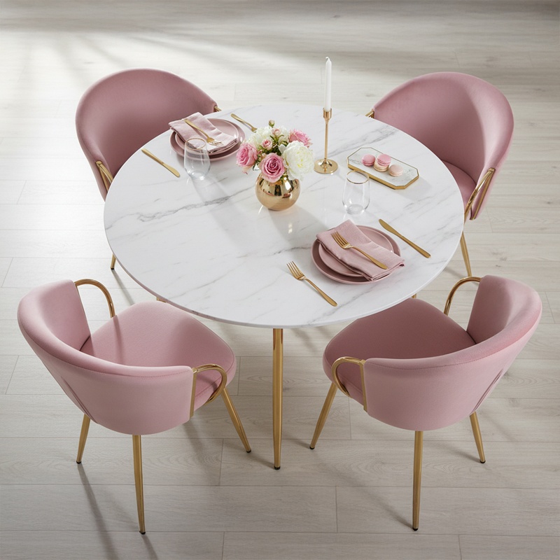 FOTEL KRZESŁO WELUROWE TAPICEROWANY METIS BRUDNY RÓŻ NOGI ZŁOTE METIS-DP-GL