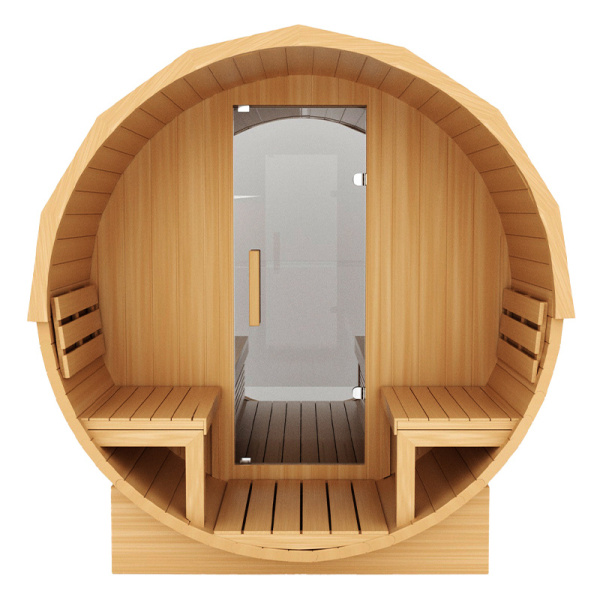 SAUNA OGRODOWA FIŃSKA BECZKA Z PIECEM TROMSO-FG 4-6 OSOBOWA 210x210 CM TROMSO-FG