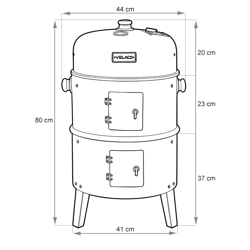 GRILL OGRODOWY WĘGLOWY WĘDZARNIA OGRODOWA Z TERMOMETREM 3W1 VL12 CZARNY VL12-BLACK