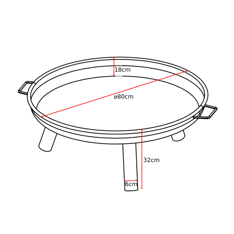 PALENISKO GRILL OGRODOWY WĘGLOWY VL15 CZARNE VL15-BLACK